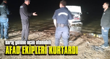 Baraja uçan otomobili AFAD kurtardı