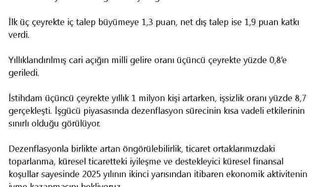 Bakan Şimşek: 2025'in 2'nci yarısından itibaren ekonomik aktivitenin ivme kazanmasını bekliyoruz