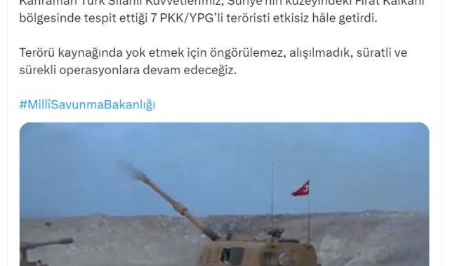 MSB: 7 terörist etkisiz hale getirildi