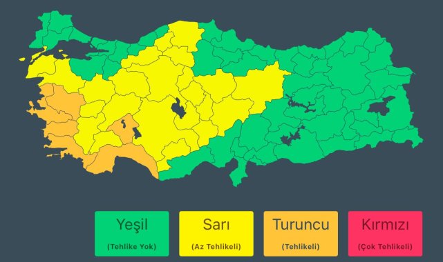 İçişleri Bakanlığı'ndan 6 ile turuncu kodlu yağış uyarısı