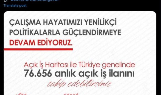 Bakan Işıkhan: 'Açık İş Haritası' ile 76 bin 656 anlık açık iş ilanını görüntüleyebilirsiniz