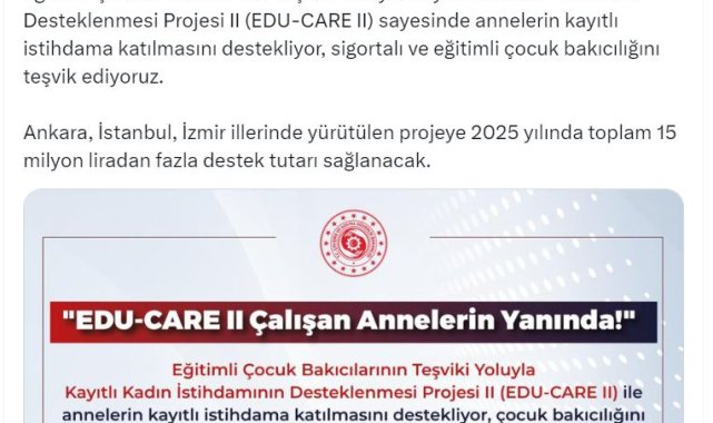 Bakan Işıkhan: Çalışan annelere 15 milyon liradan fazla destek sağlanacak