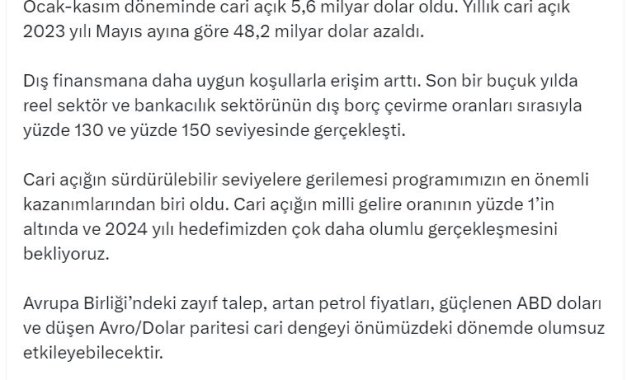 Bakan Şimşek: Dış finansmana daha uygun koşullarla erişim arttı