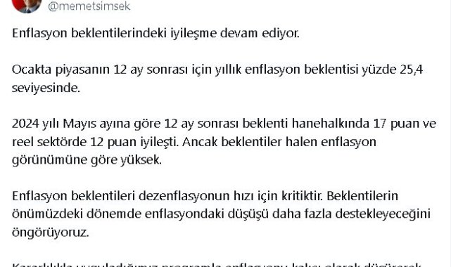 Bakan Şimşek: Vatandaşlarımızın alım gücünü artıracağız