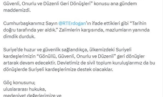 Bakan Yerlikaya: Suriyeli kardeşlerimizin geri dönüşleri artarak devam edecek