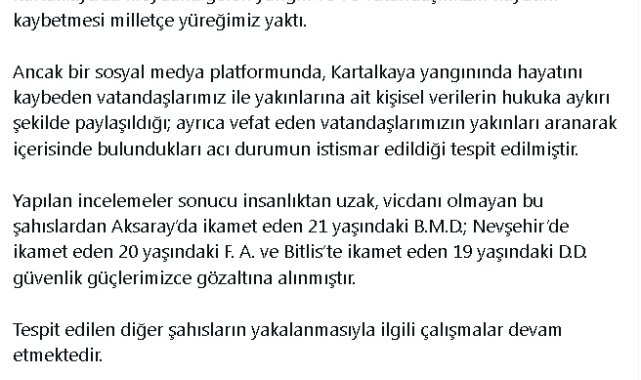 Bolu'daki yangında hayatını kaybedenlerin yakınlarına hareket eden 3 şüpheliye gözaltı