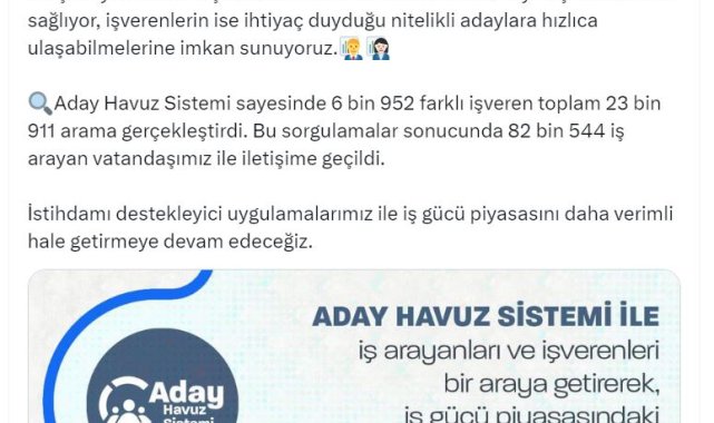 İşverenler, 'Aday Havuz Sistemi' ile 82 bin işçiye ulaştı
