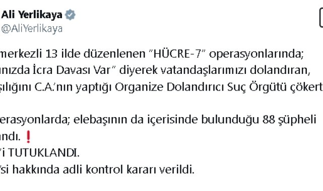 İzmir merkezli 13 ilde suç örgütü operasyonu: 61 tutuklama