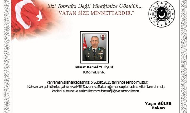 MSB: Pençe- Kilit bölgesinde 1 asker şehit oldu