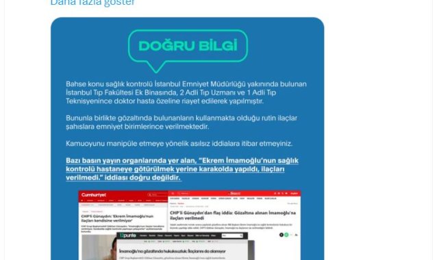 'İmamoğlu'nun sağlık kontrolü karakolda yapıldı, ilaçları verilmedi' iddiasına yalanlama