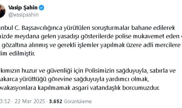 Ankara Valisi Şahin: Yasa dışı gösterilerde 41 kişi gözaltına alındı