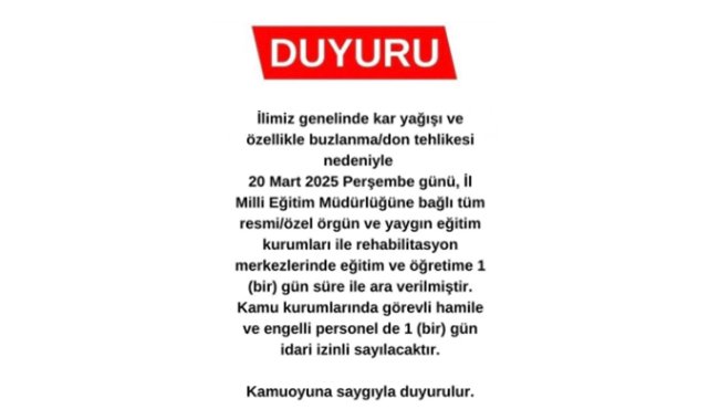Karaman'da eğitime 'kar' arası