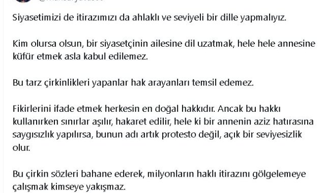 Mansur Yavaş: Bir siyasetçinin ailesine dil uzatmak asla kabul edilemez