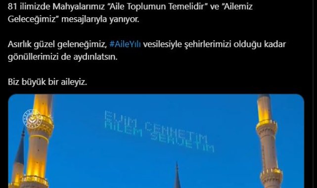 Ramazanın ikinci yarısında mahyalar, 'Aile' için yanıyor