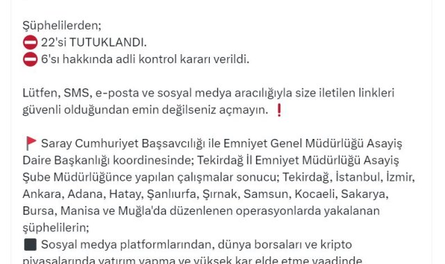 Tekirdağ merkezli 14 ilde organize suç örgütüne operasyon; 22 tutuklama