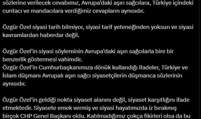 AK Parti'li Çelik: Özgür Özel, niteliksiz siyasetin markası oldu