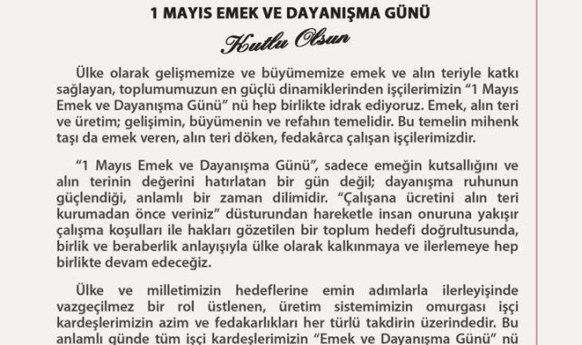 Ankara Valisi Şahin'den 1 Mayıs mesajı