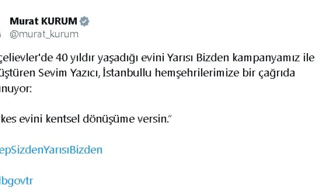 Bakan Kurum'dan 'Yarısı Bizden' paylaşımı