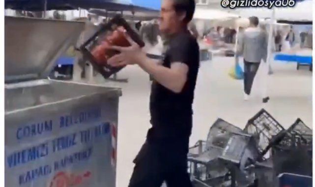 Çorum'da domatesleri çöpe döken pazarcıya milyonluk para cezası