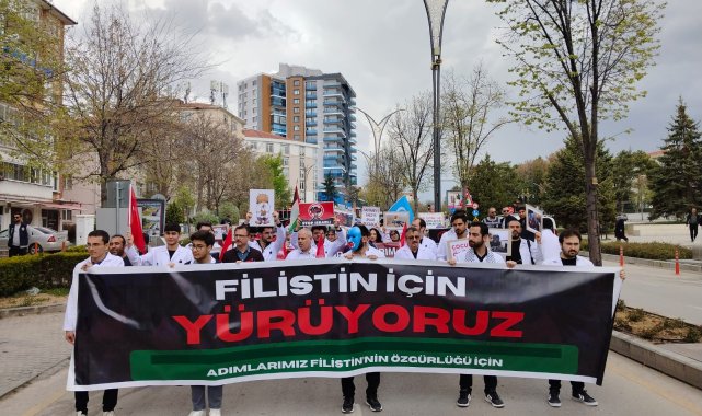 Kırşehir'de doktorlardan Gazze'ye destek için 'sessiz' yürüyüş