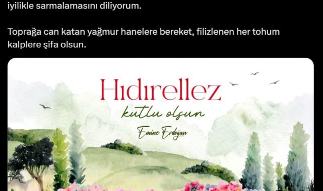 Emine Erdoğan'dan 'Hıdırellez' paylaşımı
