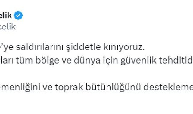 AK Parti'li Çelik: İsrail'in Suriye'ye saldırılarını şiddetle kınıyoruz