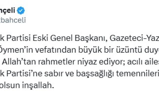 Bahçeli'den Altan Öymen için başsağlığı mesajı