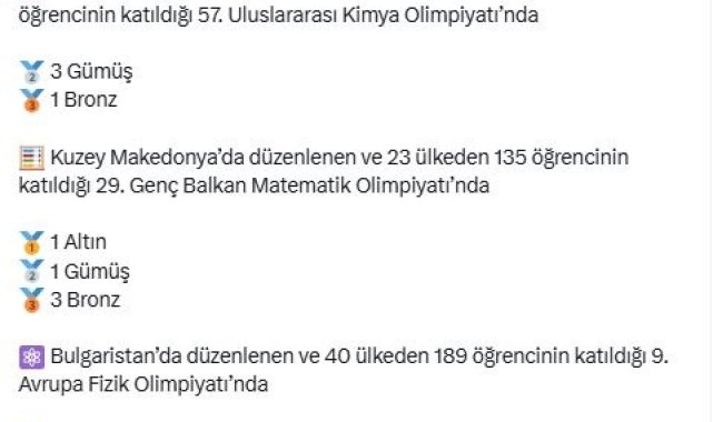 Bakan Kacır, uluslararası olimpiyatlarda madalya alan öğrencileri tebrik etti