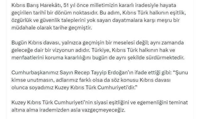 İletişim Başkanı Duran'dan '20 Temmuz Barış ve Özgürlük Bayramı' mesajı