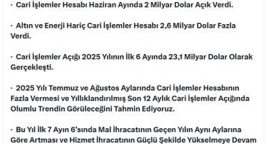 Bakan Bolat: Temmuz ve ağustos aylarında cari fazla bekliyoruz