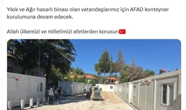 Bakan Yerlikaya: Sındırgı Alacaatlı köyünde 10 konteyner kurulumu tamamlandı