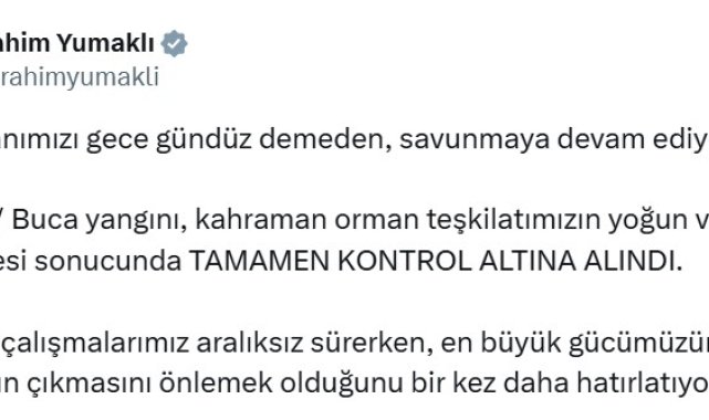 Bakan Yumaklı: İzmir Buca yangını tamamen kontrol altına alındı