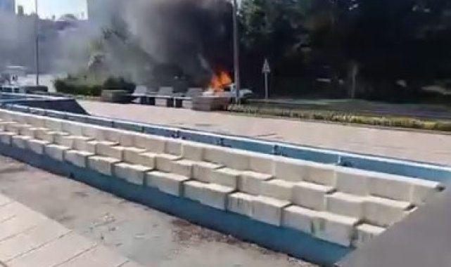 TBMM önünde otomobilini yaktı, gözaltına alındı