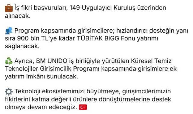 TÜBİTAK BiGG yatırım programı için 2'nci çağrı