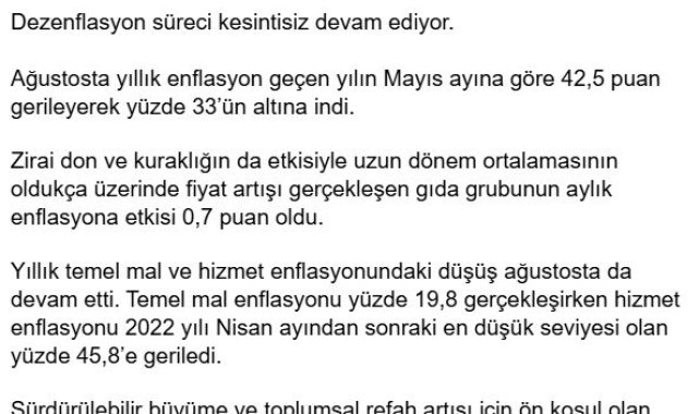 Bakan Şimşek: Mali disiplini ve yapısal adımlarımızı sürdüreceğiz