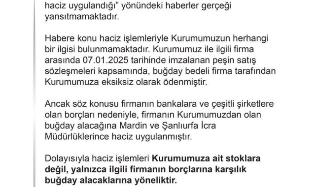 TMO'dan haciz iddialarına ilişkin açıklama