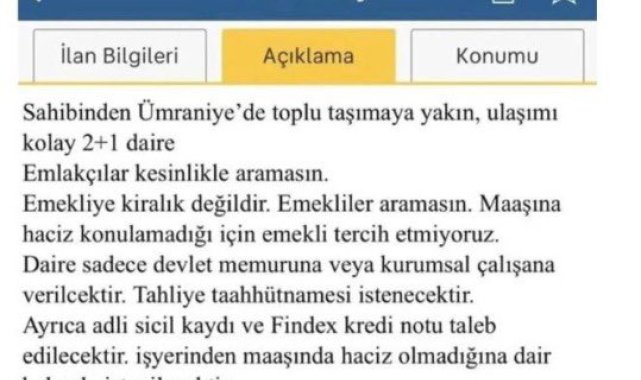 'Emekliye kiralık değildir' ilanına ceza uygulandı