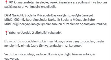 Ağrı'da 761 kilo metamfetamin ele geçirildi: 2 gözaltı