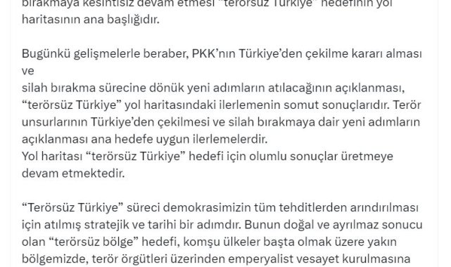 AK Parti'li Çelik: PKK'nın çekilme kararı, yol haritasındaki ilerlemenin somut sonucu