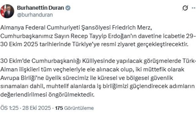 Almanya Şansölyesi Merz, Türkiye'yi ziyaret edecek