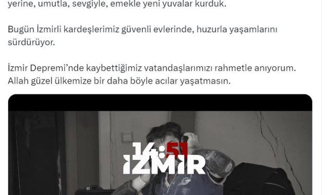 Bakan Kurum'dan İzmir depreminin yıl dönümüne ilişkin paylaşım