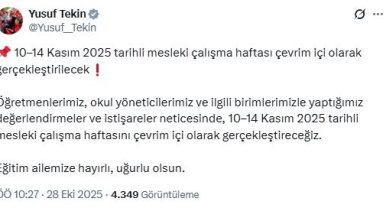 Bakan Tekin: Mesleki çalışma haftası çevrim içi olacak