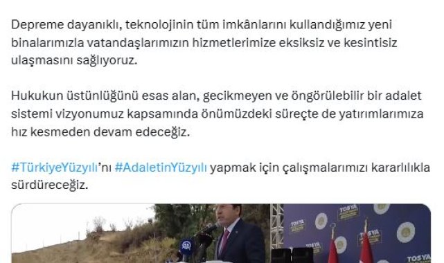 Bakan Tunç: Adaletin yüzyılını güçlü temeller üzerine inşa ediyoruz