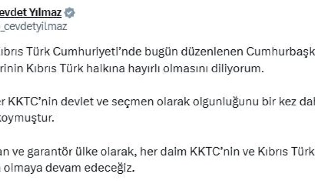 Cevdet Yılmaz: Anavatan ve garantör ülke olarak, KKTC'nin yanında olmaya devam edeceğiz