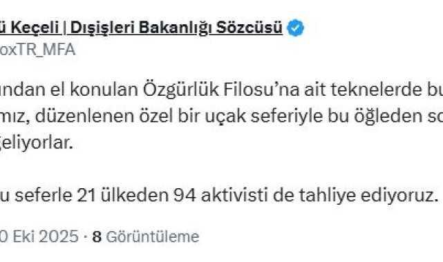 Dışişleri Sözcüsü Keçeli: 18 vatandaşımız öğleden sonra ülkemize geliyor