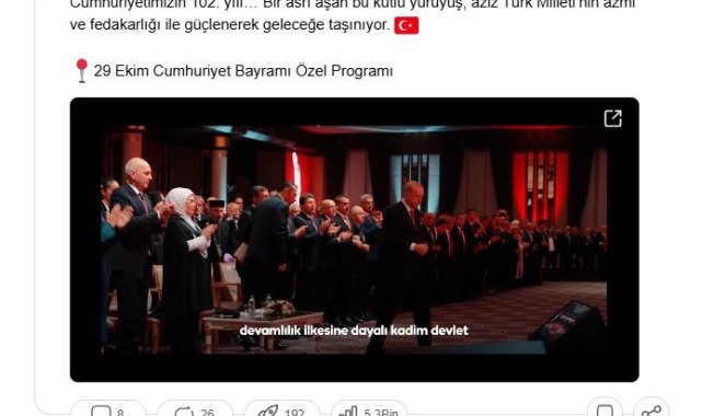 Emine Erdoğan'dan 29 Ekim Özel Programı'na ilişkin paylaşım