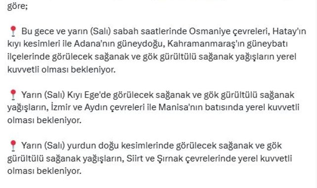 İçişleri Bakanlığı'ndan 9 kent için 'sarı' kodlu uyarı