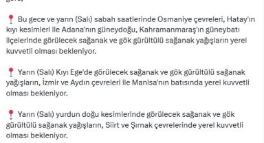 İçişleri Bakanlığı'ndan 9 kent için 'sarı' kodlu uyarı