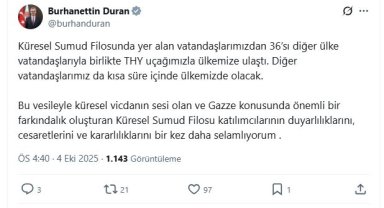 İletişim Başkanı Duran: Sumud Filosu katılımcılarını selamlıyorum