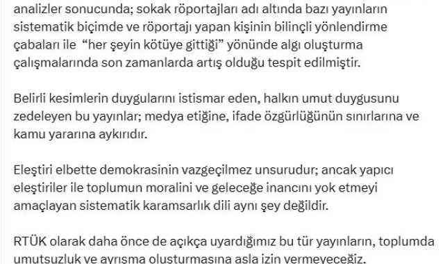 RTÜK Başkanı Şahin'den 'sokak röportajları' açıklaması